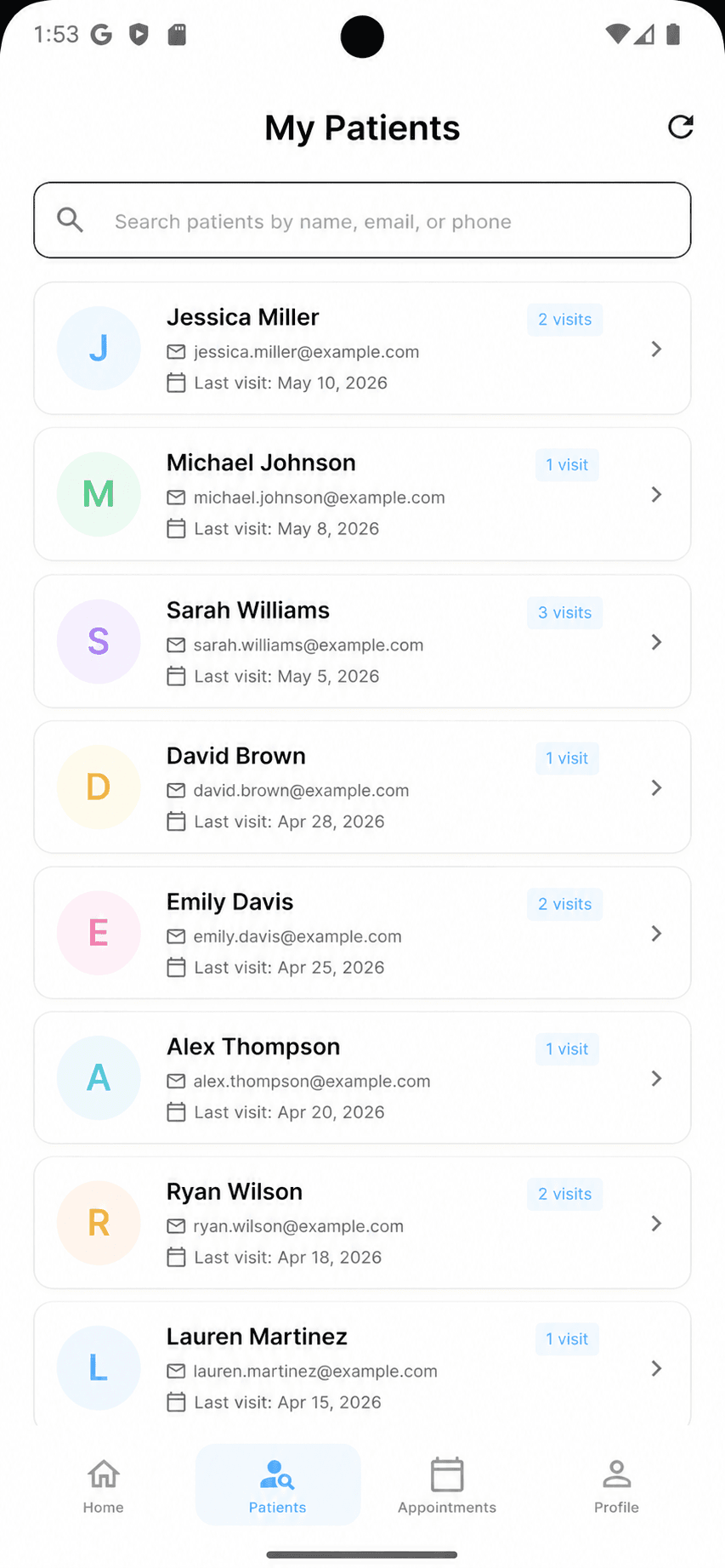 solliva provider my patients list with last visit info